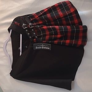 'Dawn of Madness' Black Grunge Pleated Skirt